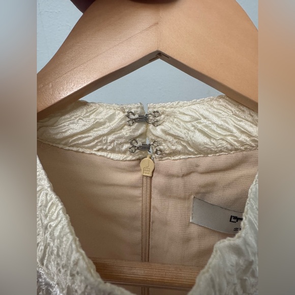 DREAM Sister Jane Satin Jacquard Lace Mini Dress In Gold - Picture 7 of 14